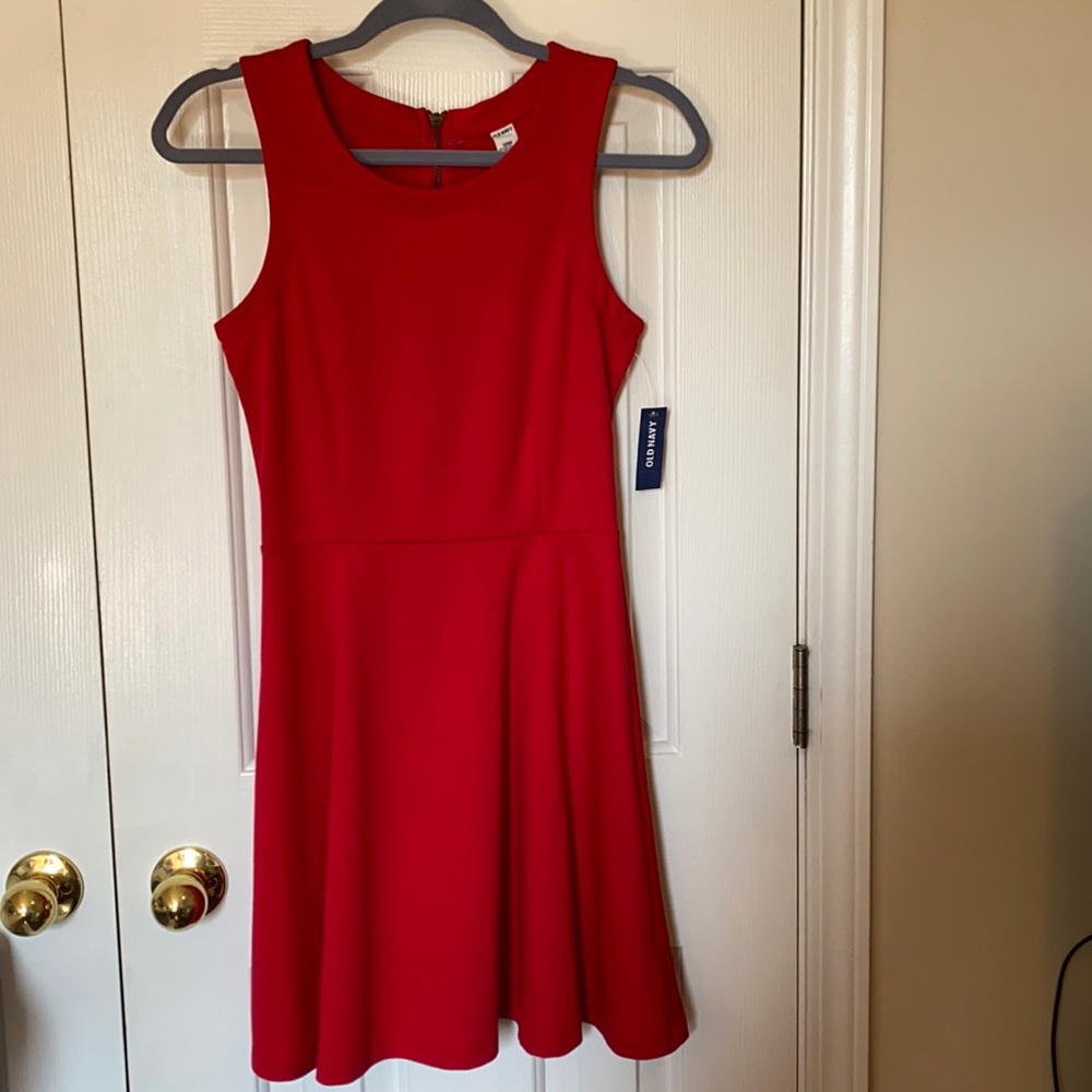 OLD NAVY Sleeveless Red A-line Zipper Back Dress